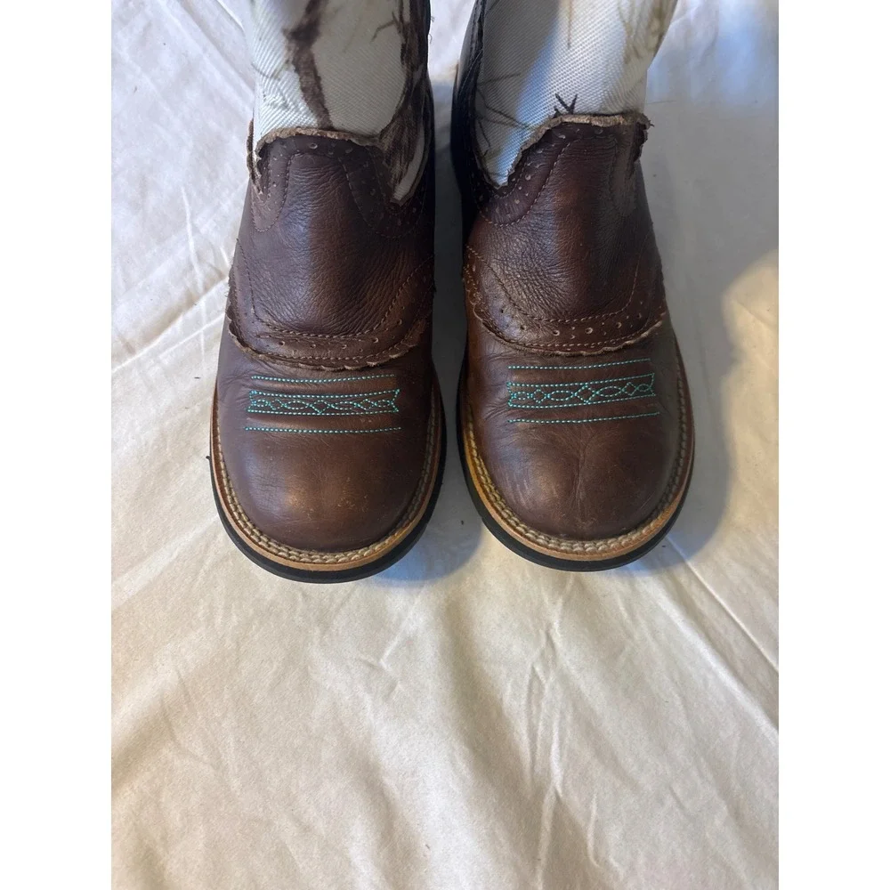 Ariat Fatbaby Western Boots Girls 1 Brown Camo Good True Timber Leather